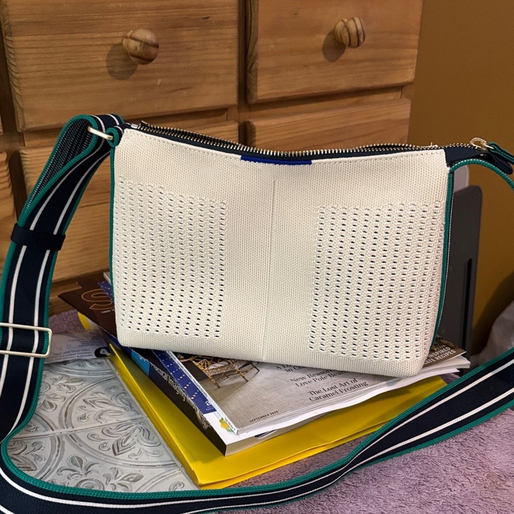 Rothy's Cream and Teal Crossbody Bag